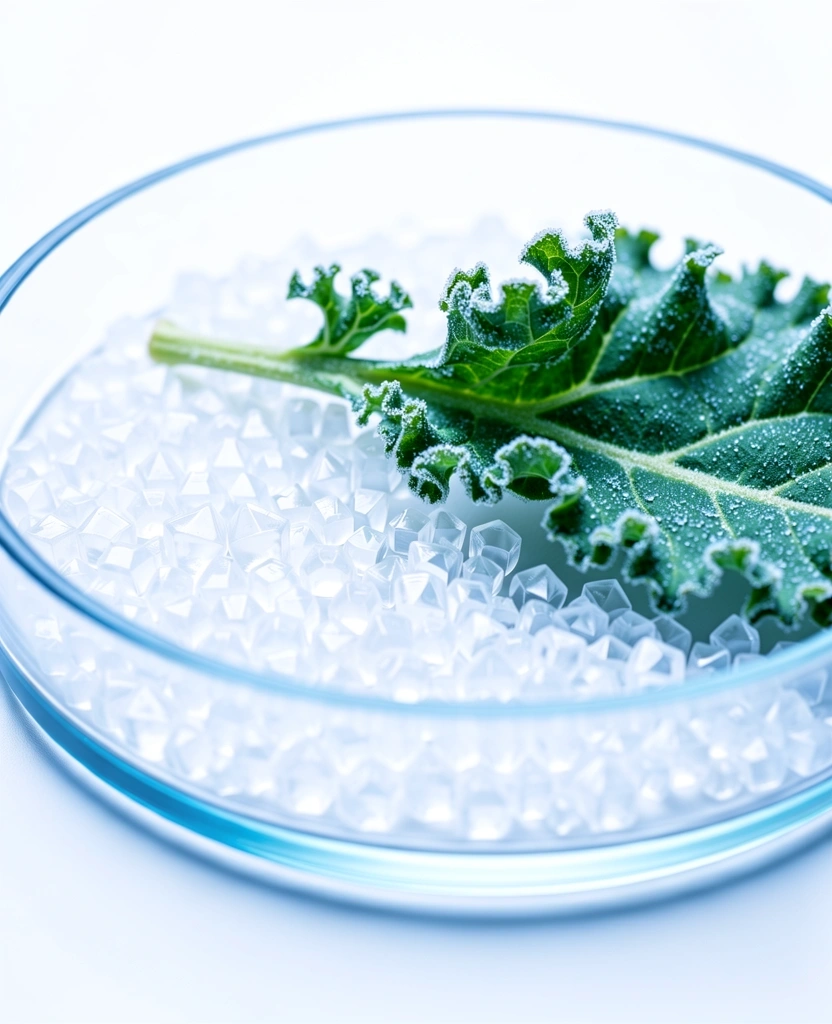 Crystalline nutritional structures under laboratory lighting